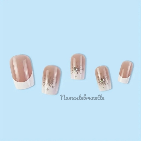 2/$16 Rhinestone French Manicure Press On Nails - Picture 5 of 12